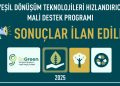 2025 YILI YEŞİL DÖNÜŞÜM TEKNOLOJİLERİ HIZLANDIRICI MALİ DESTEK PROGRAMI BAŞVURU SONUÇLARI
